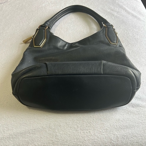 Michael Kors Navy Blue Vanessa Pebbled Leather Shoulder Bag with Gold Accents - Picture 5 of 11